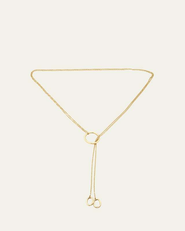 18K Yellow Gold Open Ring Chain Necklace